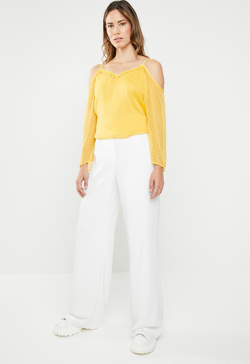 ONLY - Darling cold shoulder 3/4 top - yellow