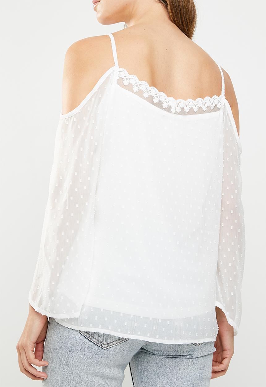ONLY - Darling cold shoulder 3/4 top - white