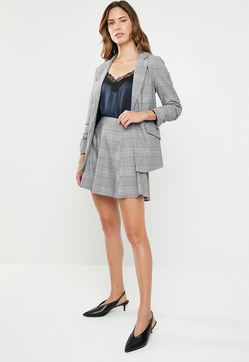 ONLY - Sophie check neo skirt - grey