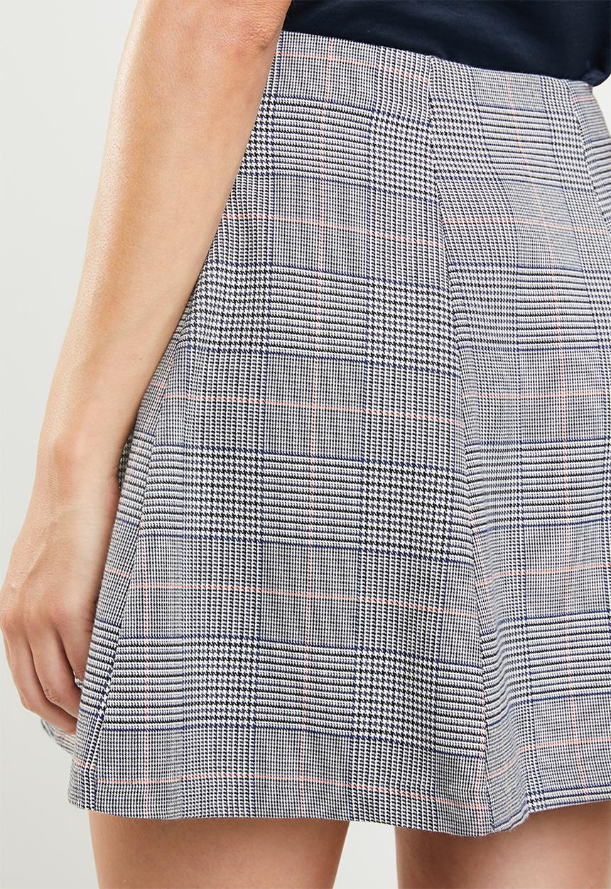 ONLY - Sophie check neo skirt - grey