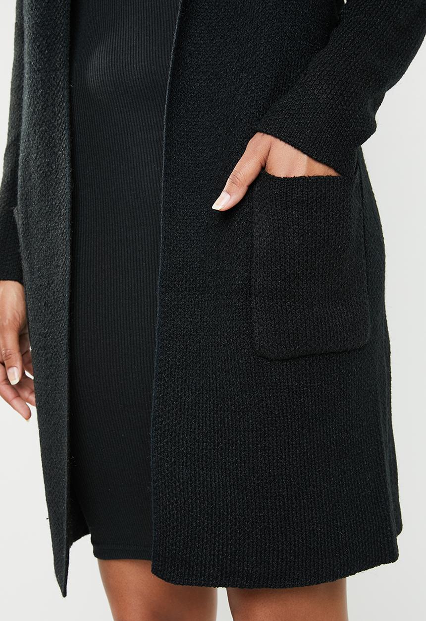 Revenge - Knitted shawl coat - black