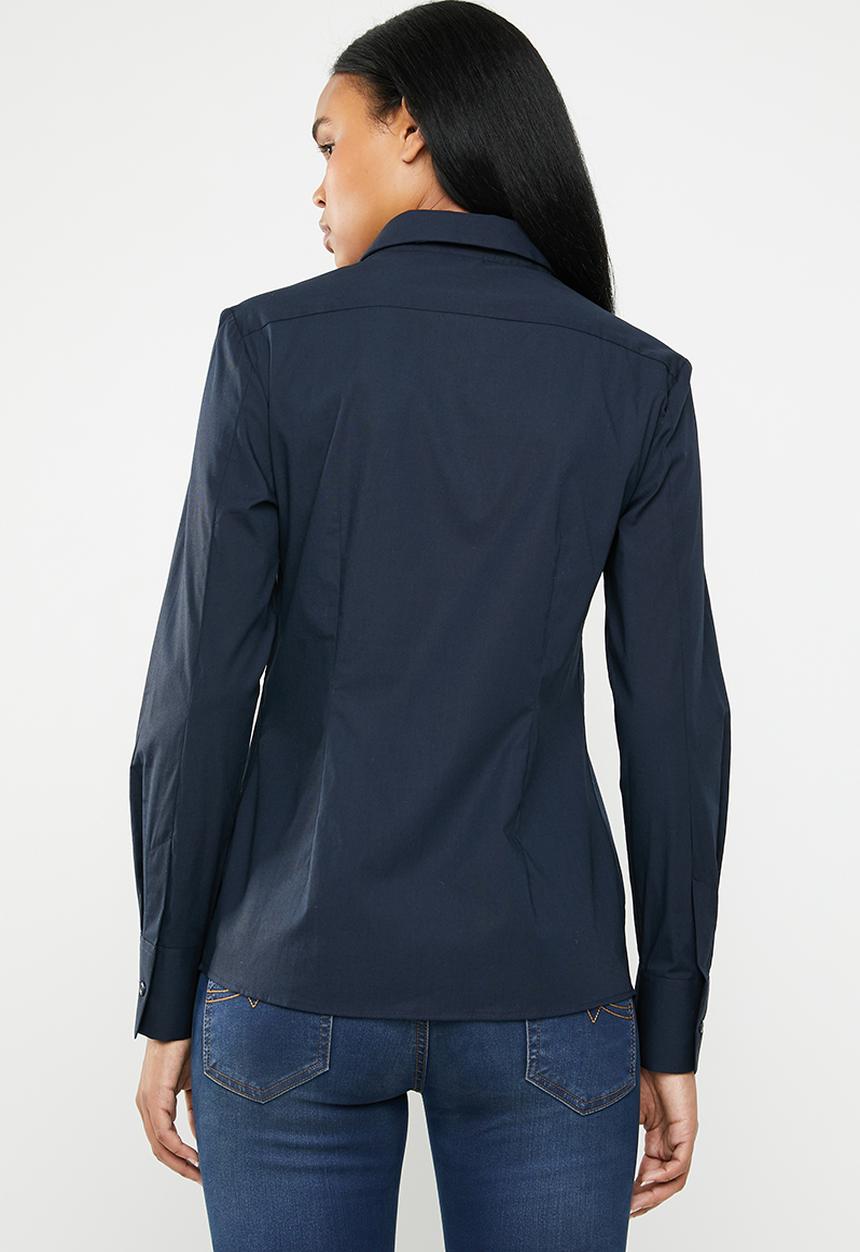 POLO - Amber concealed front shirt - navy