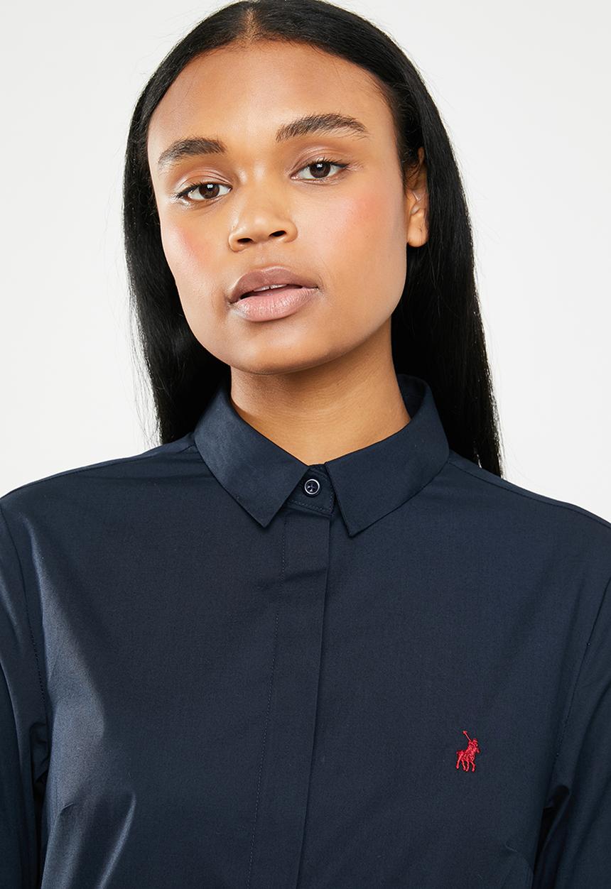 POLO - Amber concealed front shirt - navy
