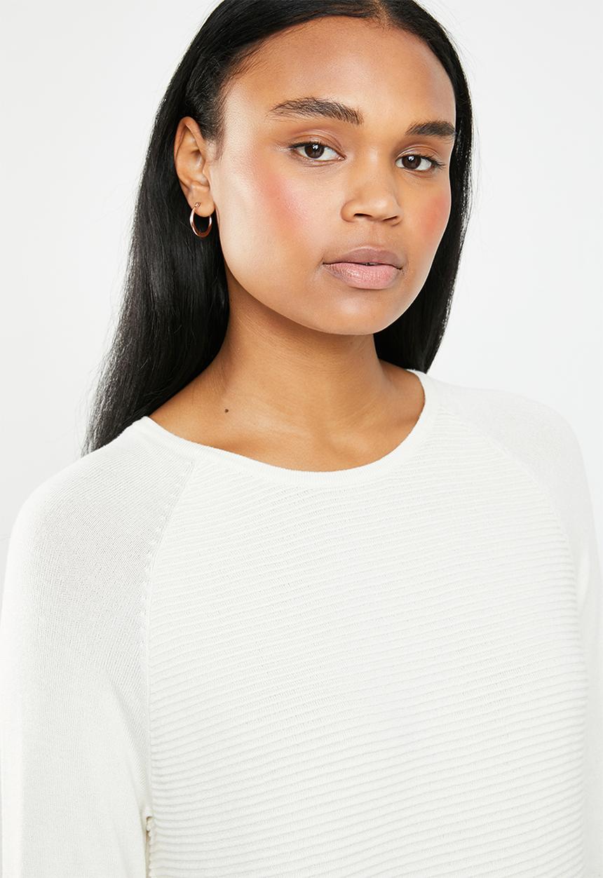 edit - Rib crew neck jersey - cream