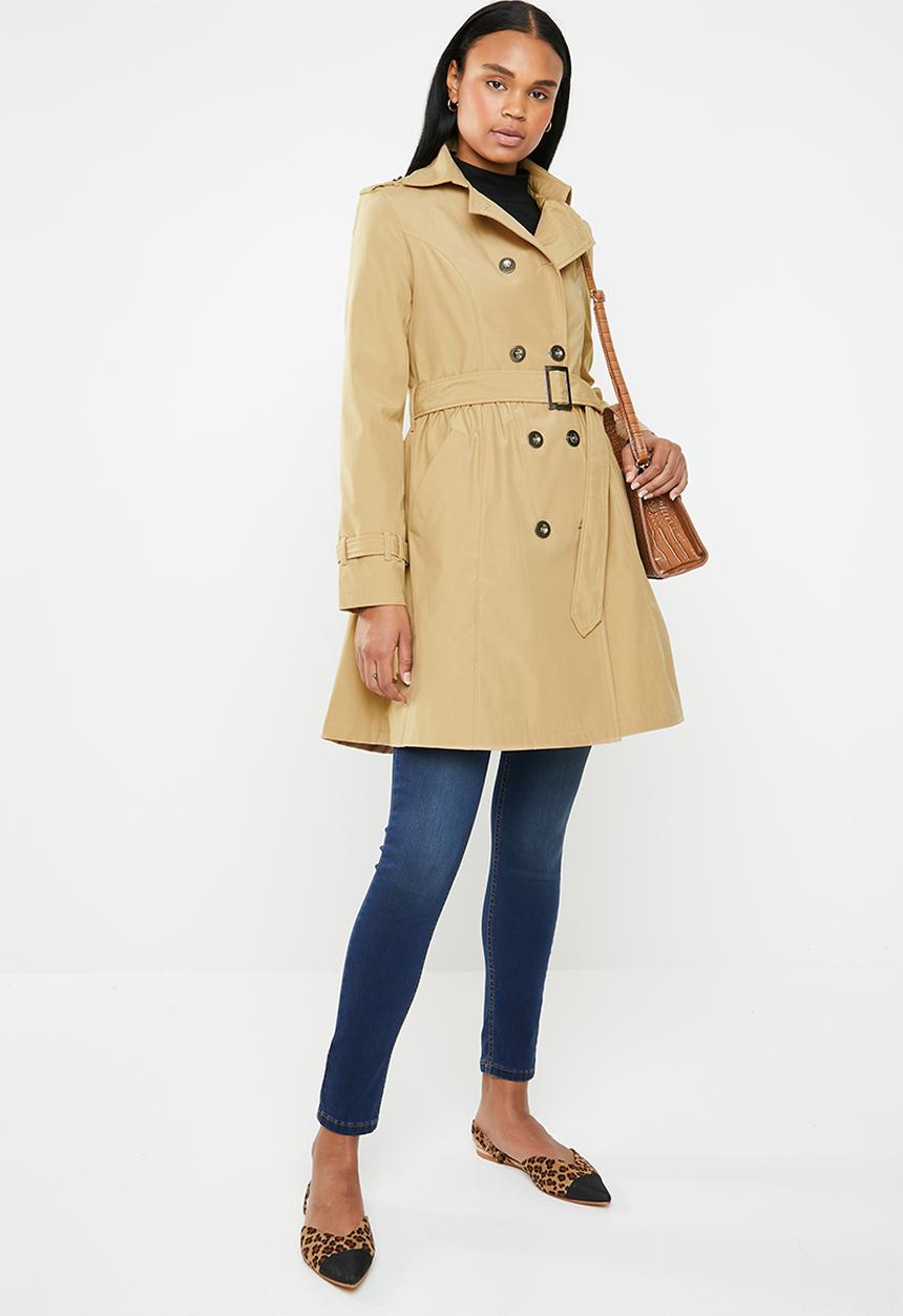 edit - Fit and flare trench coat - tan 