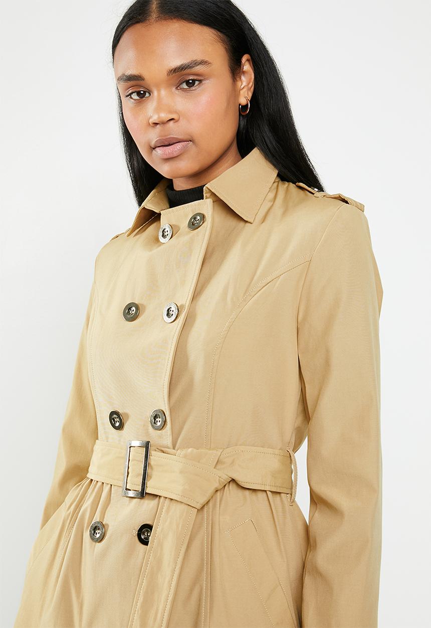edit - Fit and flare trench coat - tan 