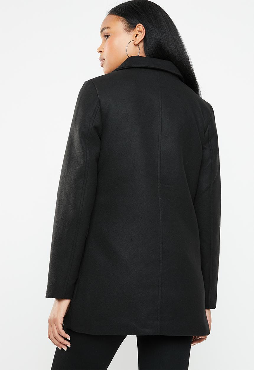 edit - Funnel neck coat - black