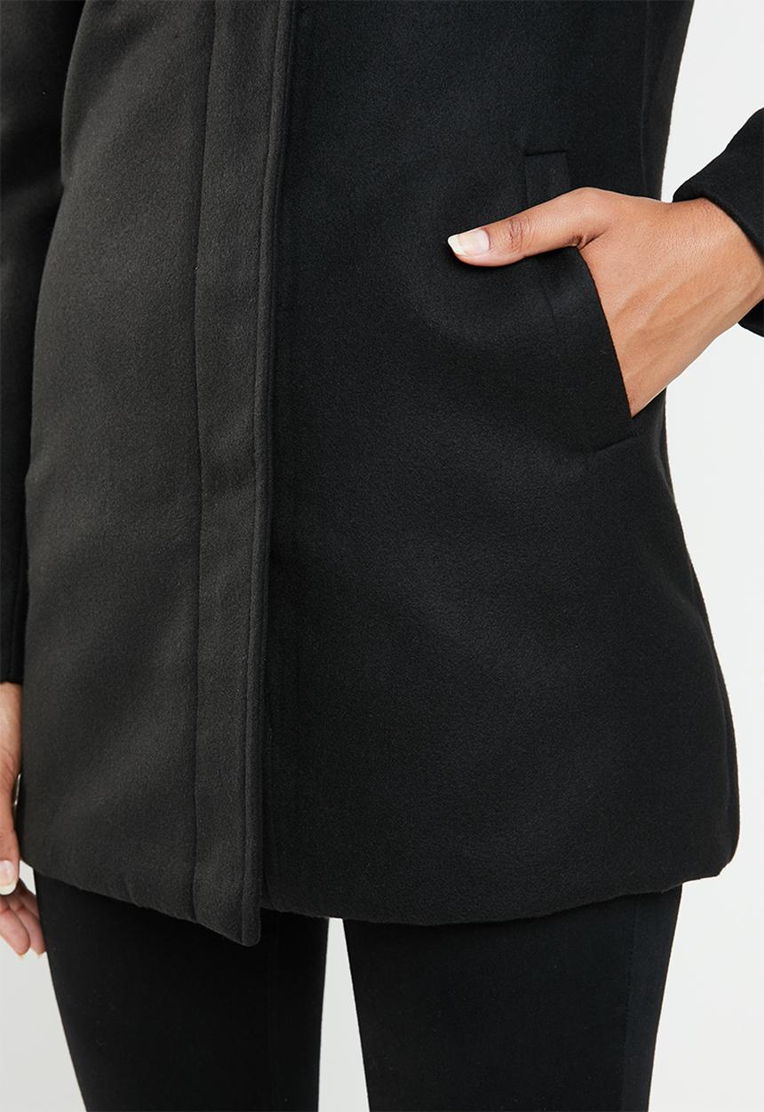 edit - Funnel neck coat - black