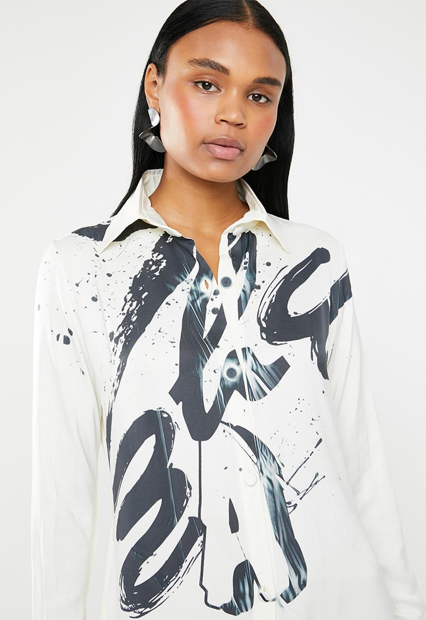 DAVID by David Tlale - Bathabile shift shirt dress - cream 