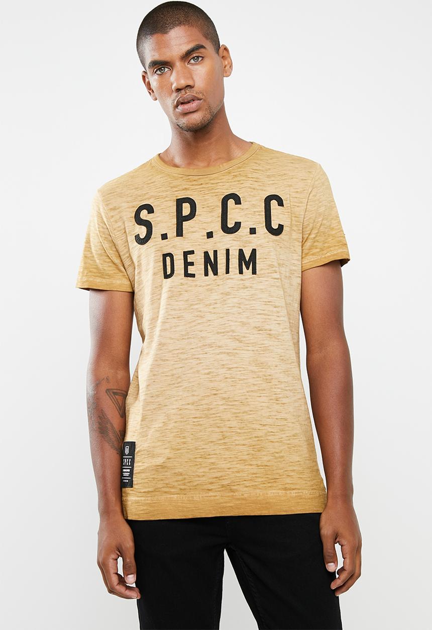 S.P.C.C - Dirty dye slub tee with applique - brown