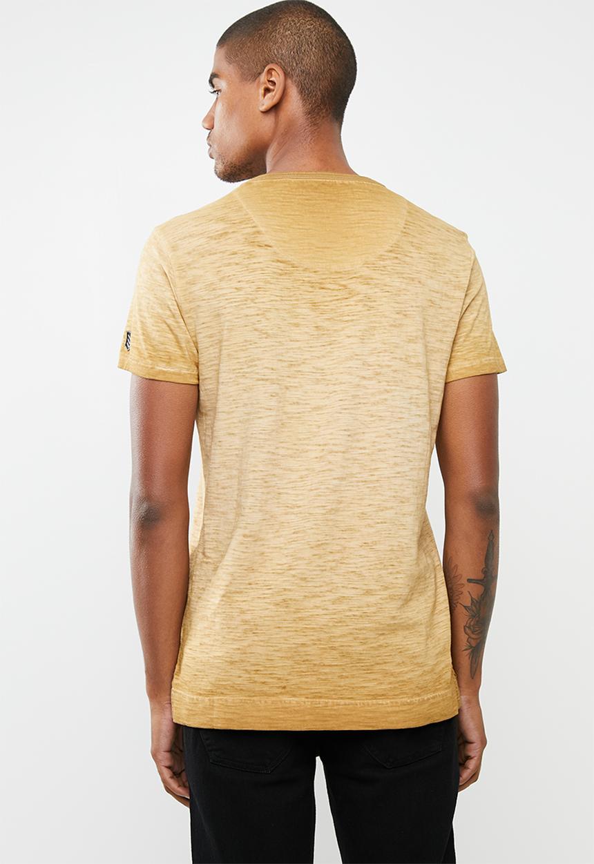 S.P.C.C - Dirty dye slub tee with applique - brown