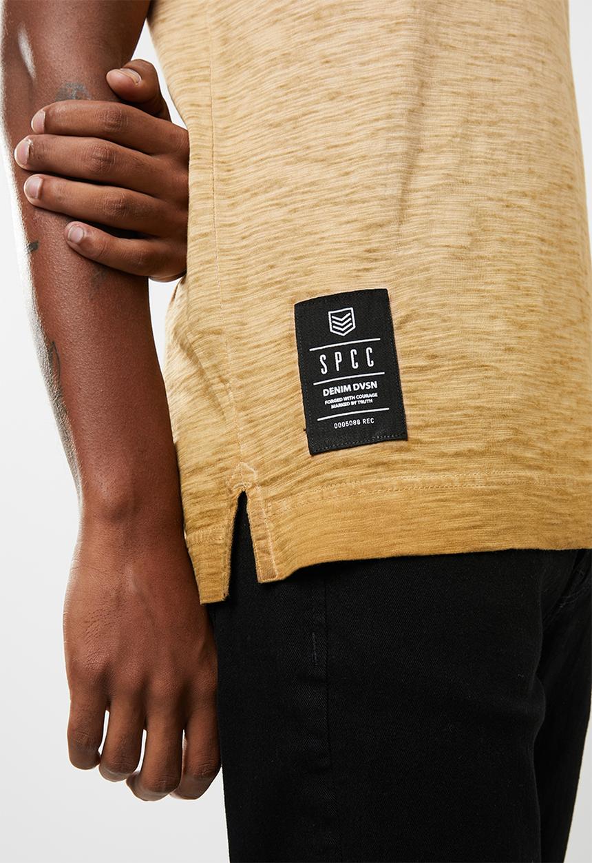 S.P.C.C - Dirty dye slub tee with applique - brown