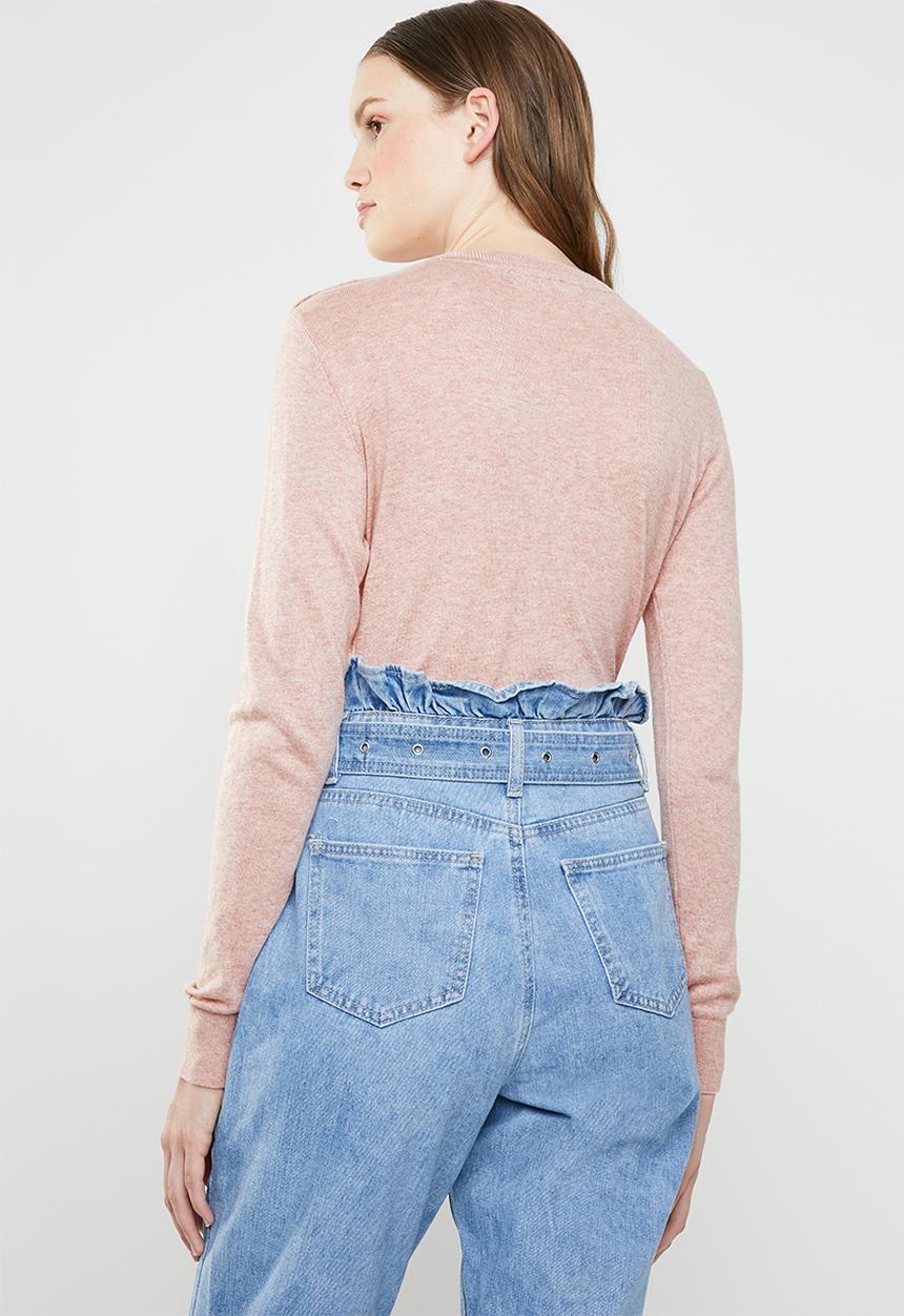 Vero Moda - Milda long sleeve o-neck button knit - pink