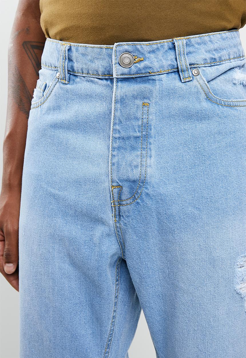 Brave Soul - Skater cropped ripped denim - blue