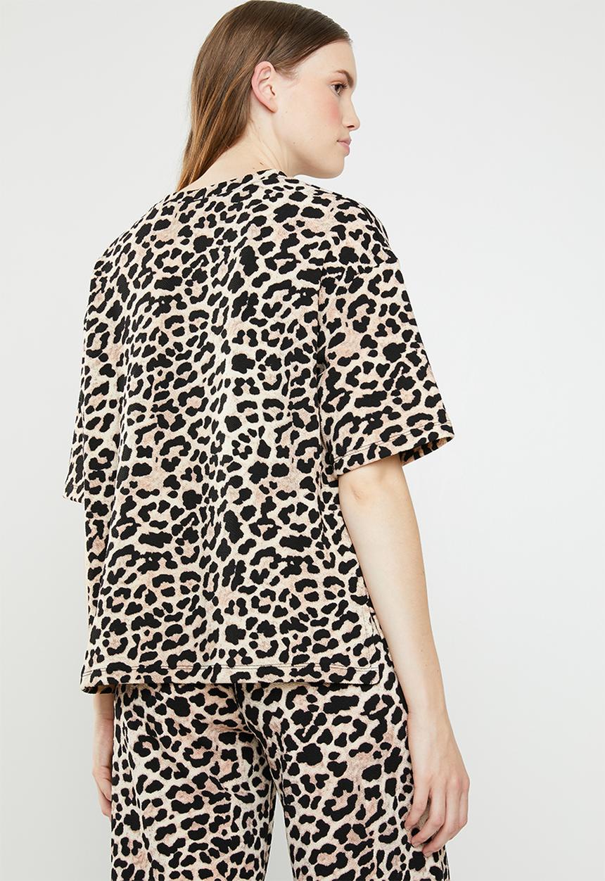 Superbalist - Animal boxy top - brown & black