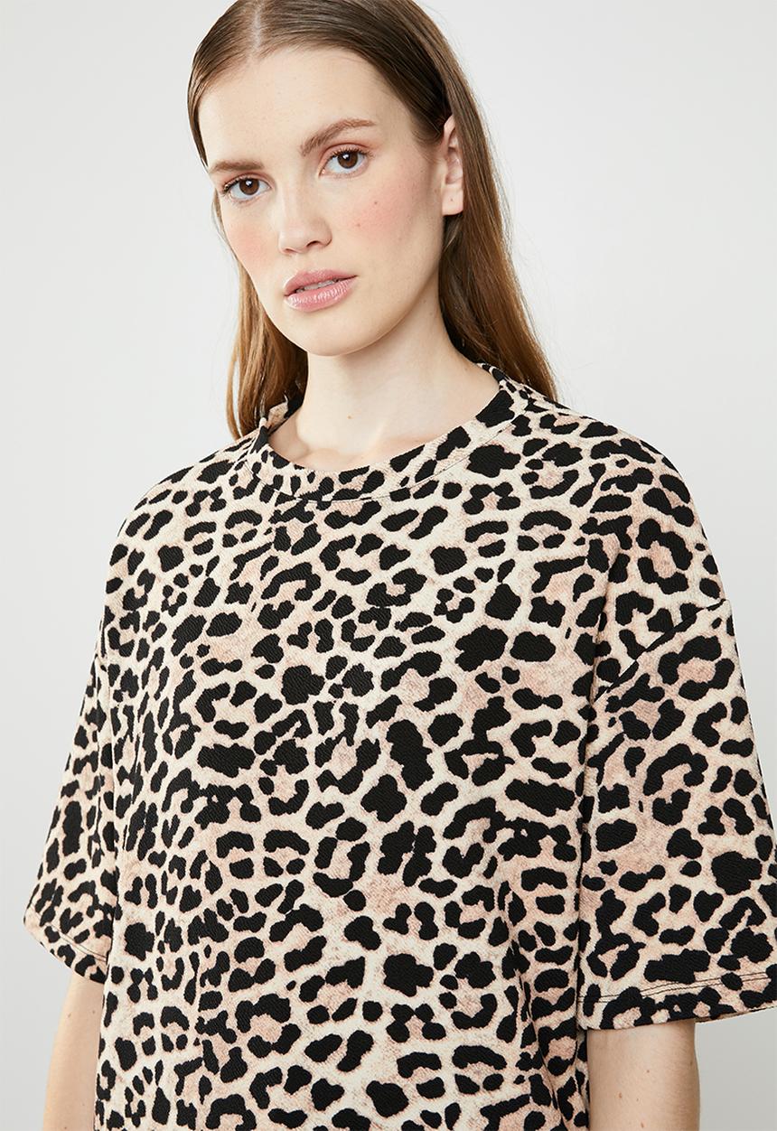 Superbalist - Animal boxy top - brown & black
