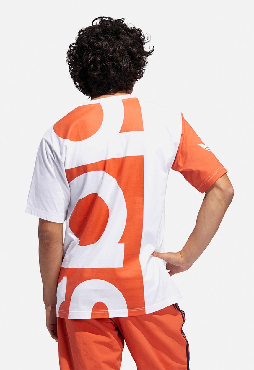 adidas Originals - Big Adi short Sleeve crew tee - orange & white 