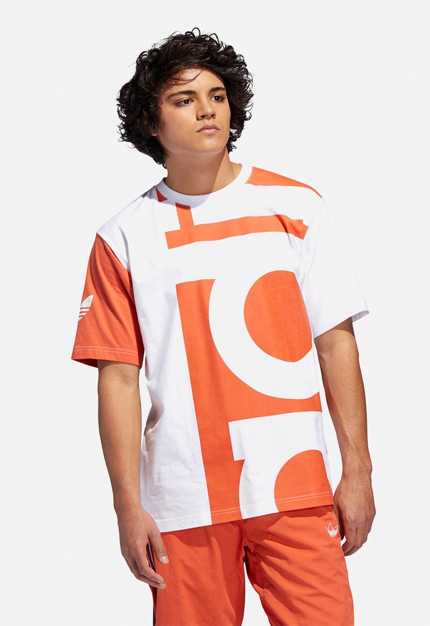 adidas Originals - Big Adi short Sleeve crew tee - orange & white 