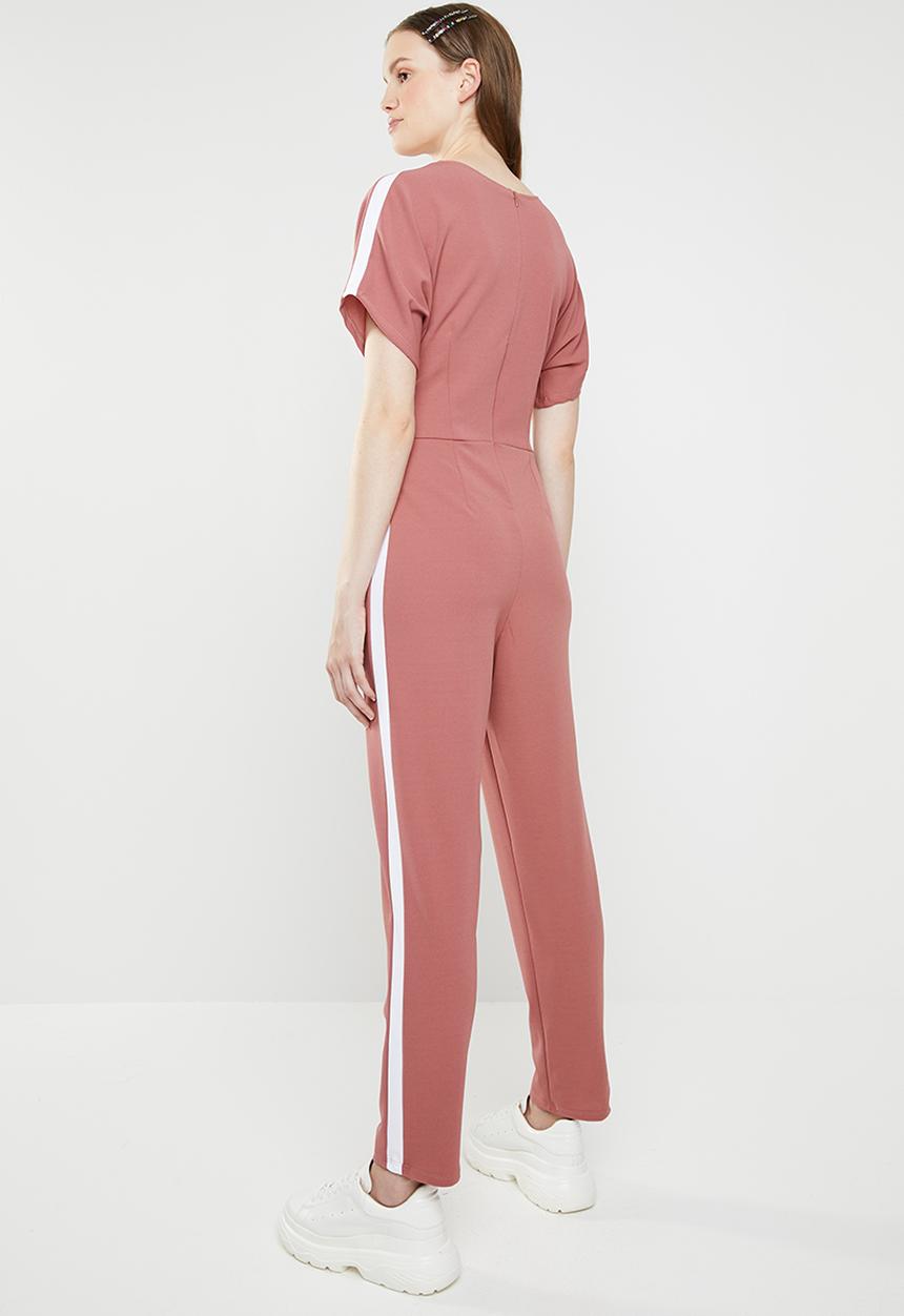 STYLE REPUBLIC - Contrast stripe jumpsuit - pink & white