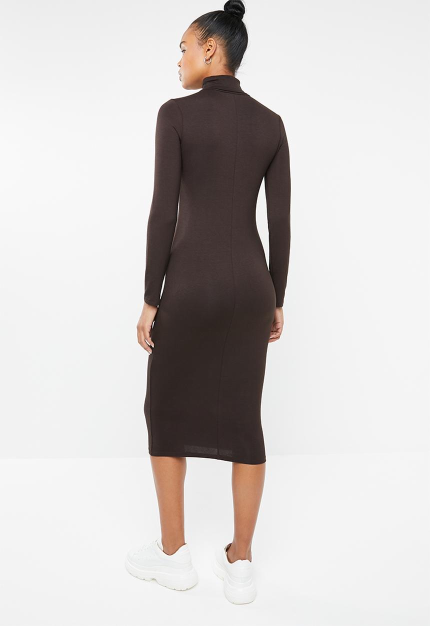 Superbalist - Poloneck bodycon - brown