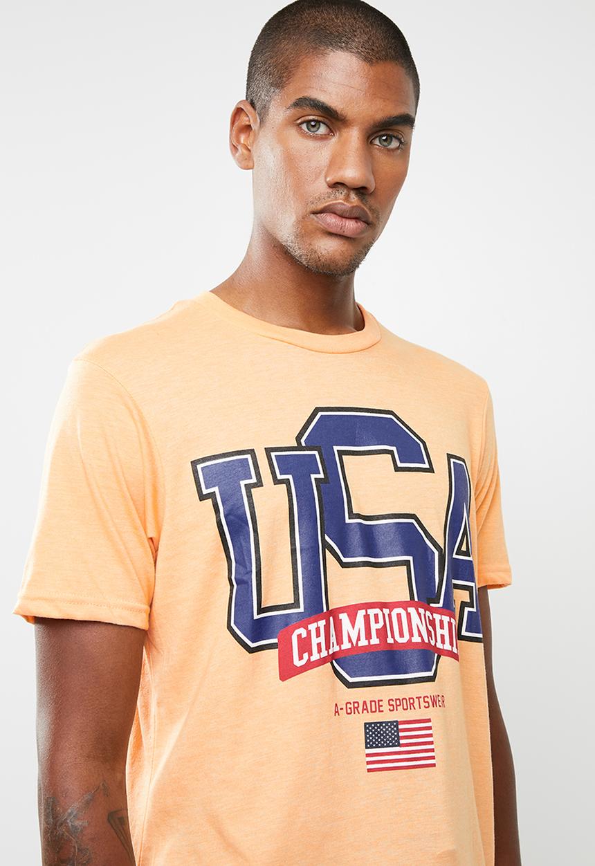 Cotton On - Usa champs Tbar tee - orange