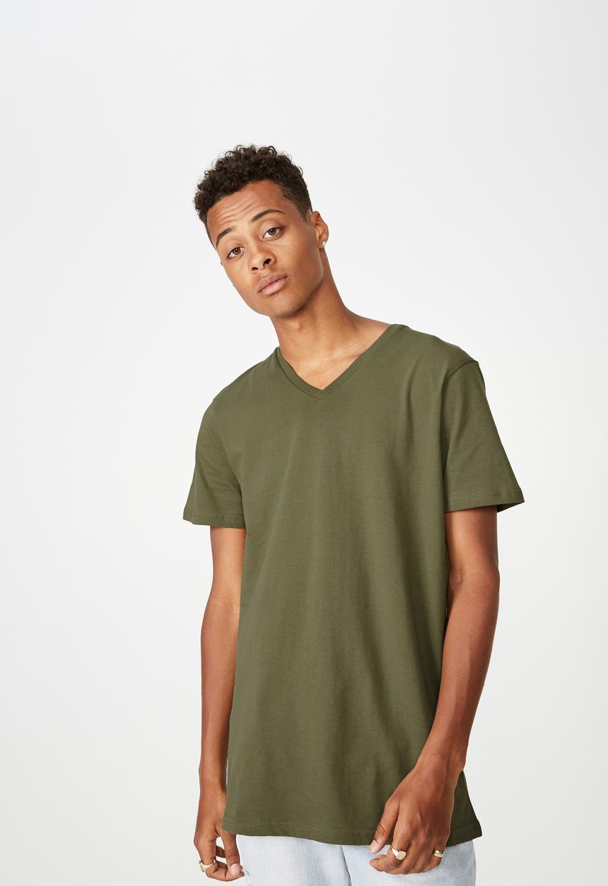 Cotton On - Essential short sleeve vee neck  - khaki