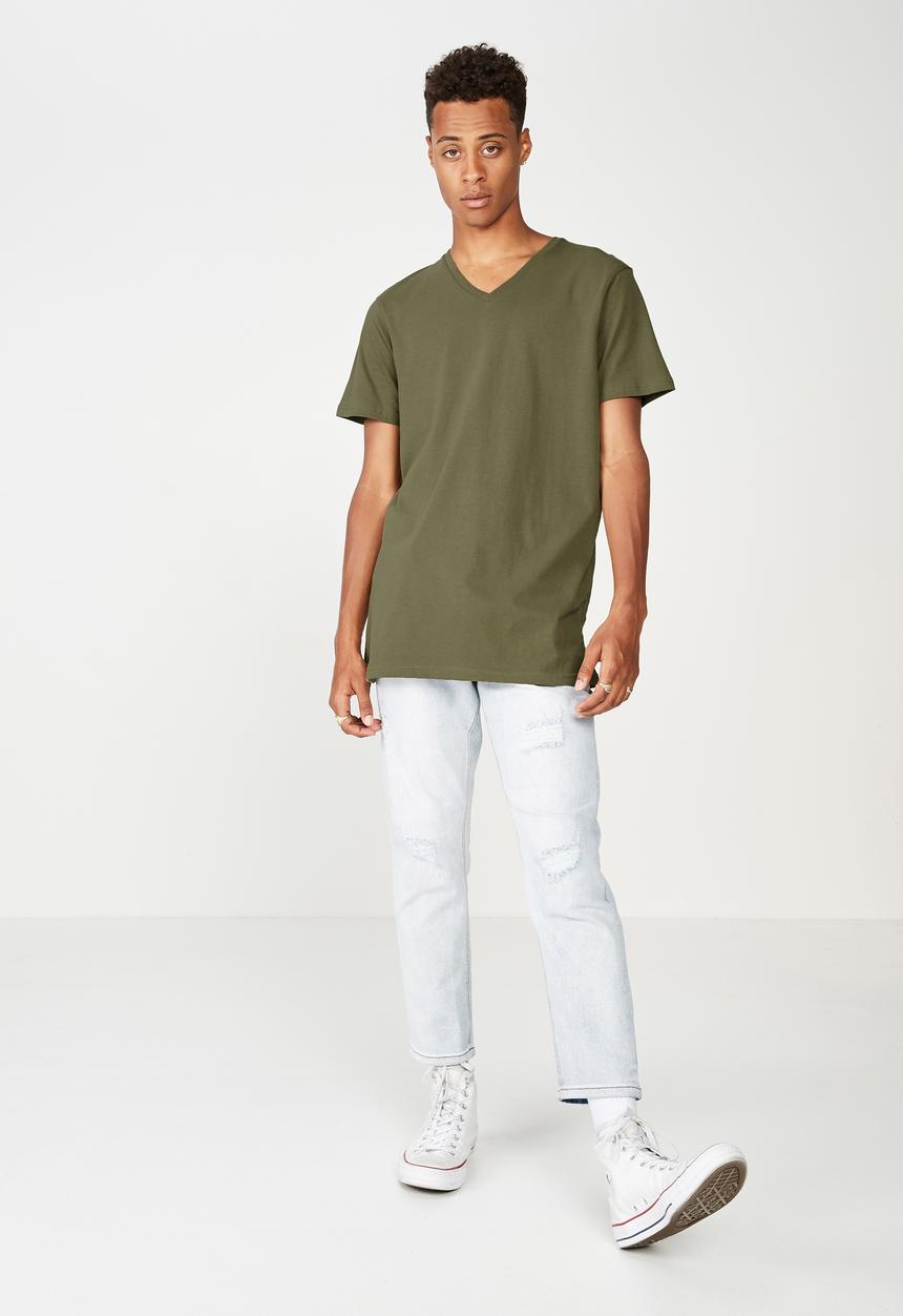 Cotton On - Essential short sleeve vee neck  - khaki
