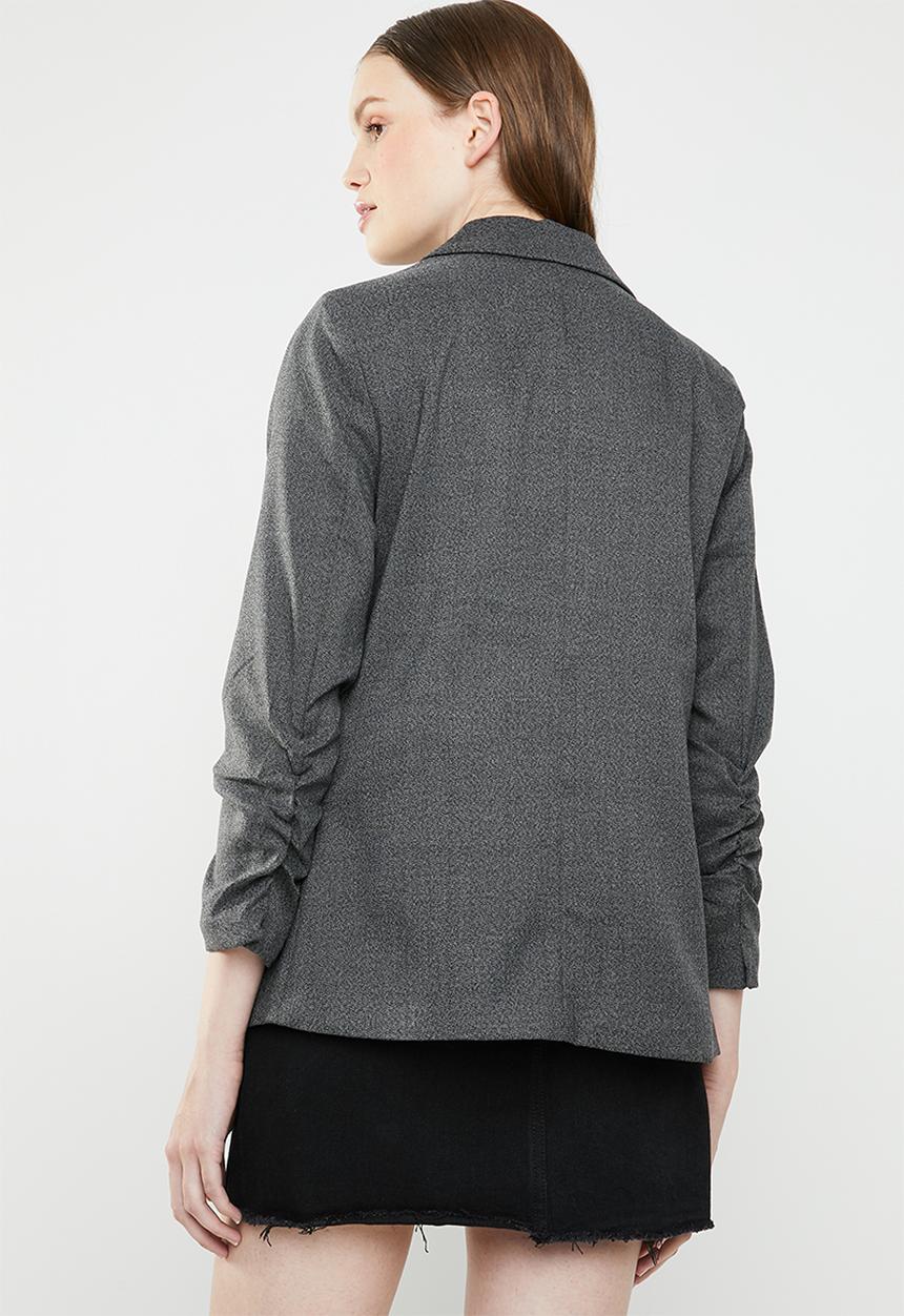 ONLY - Zoey ruched sleeve blazer - charcoal