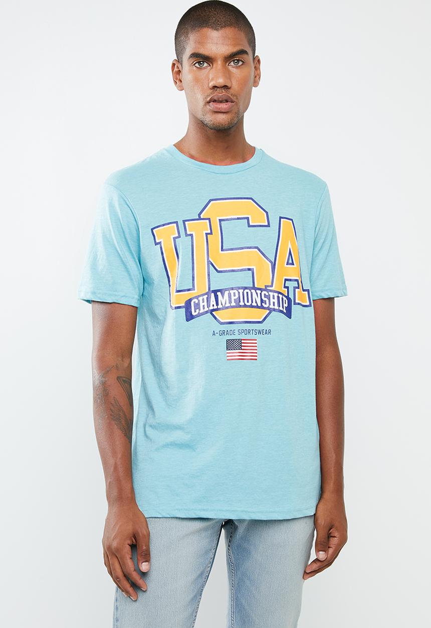 Cotton On - Usa champs Tbar tee - turquoise