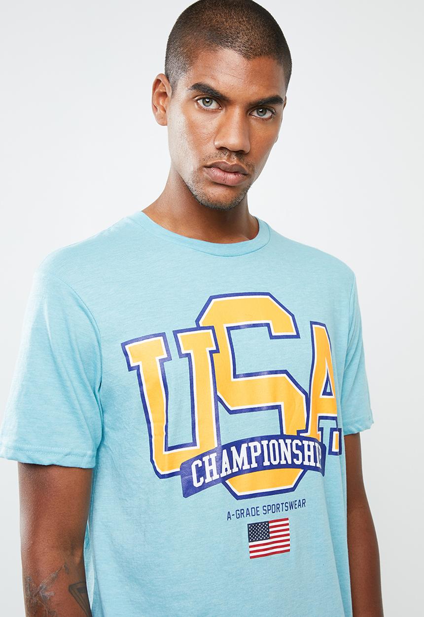 Cotton On - Usa champs Tbar tee - turquoise