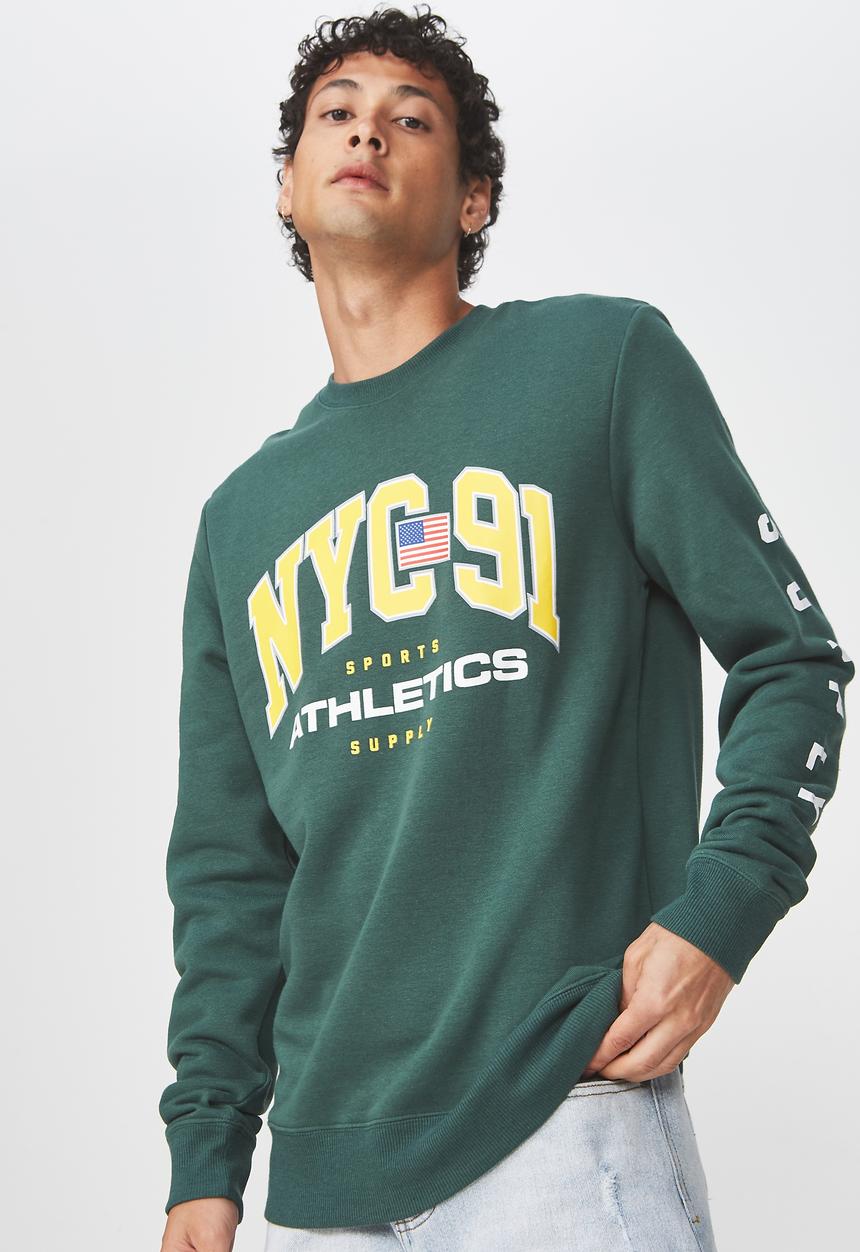 Cotton On - NYC 91 athletics crew fleece - green