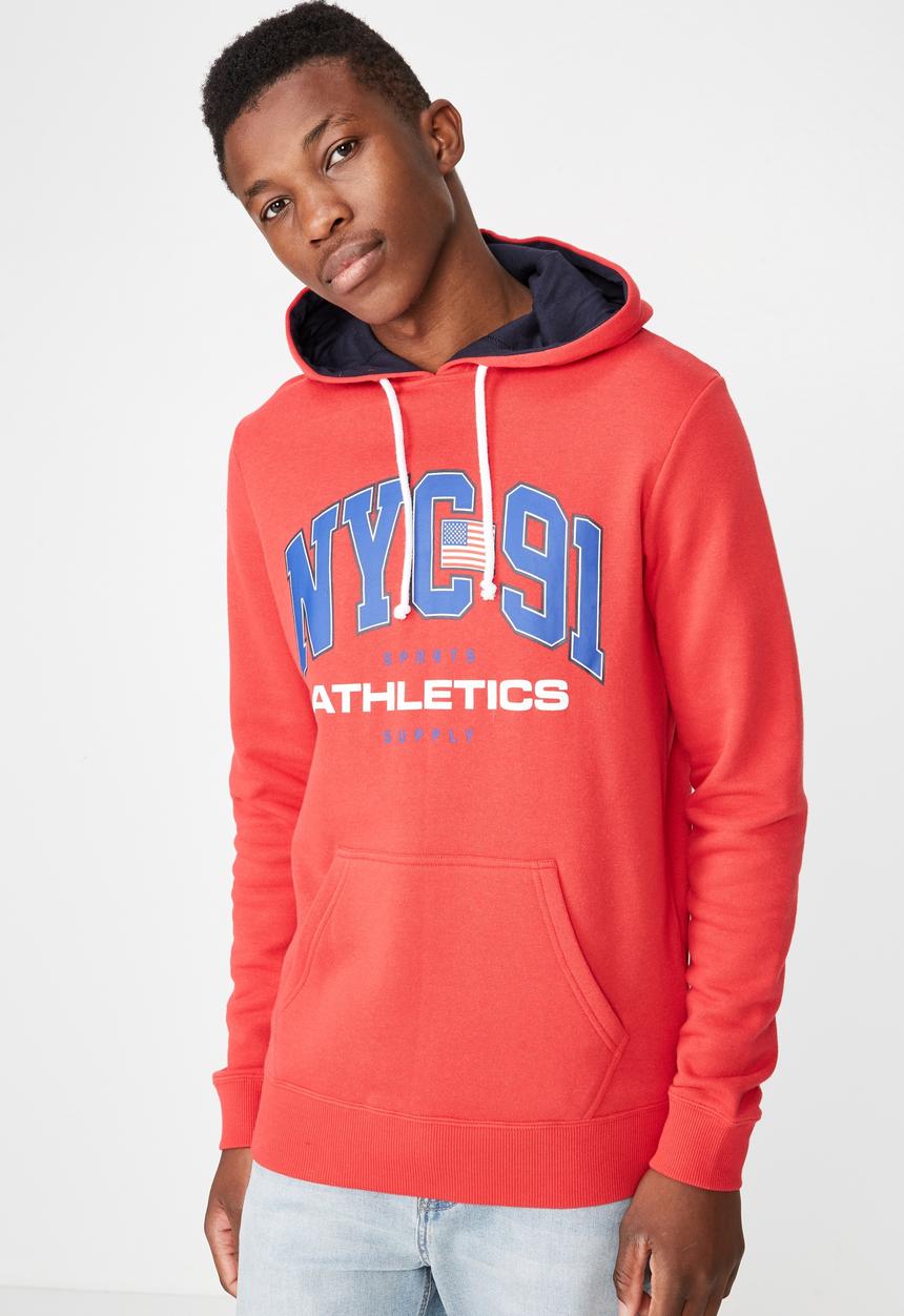 Cotton On - NYC 91 fleece pullover - red