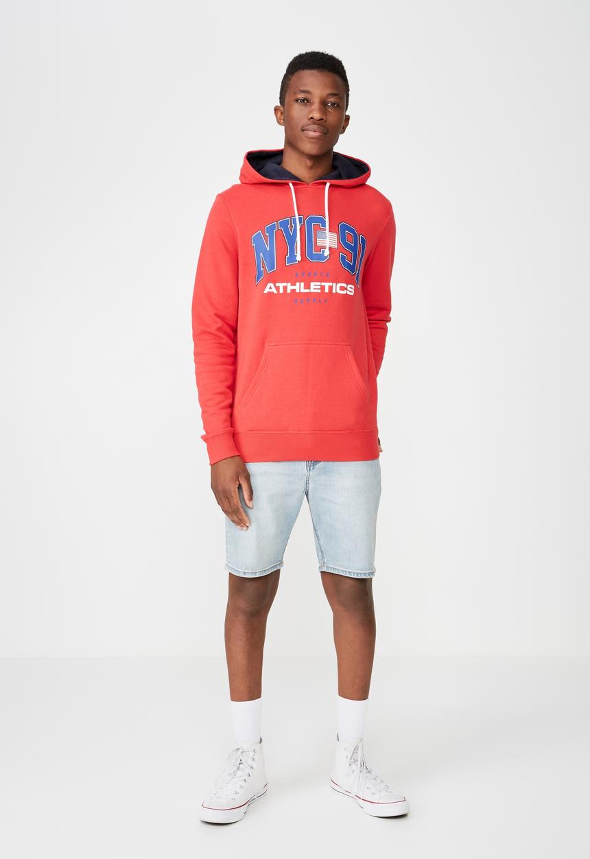 Cotton On - NYC 91 fleece pullover - red
