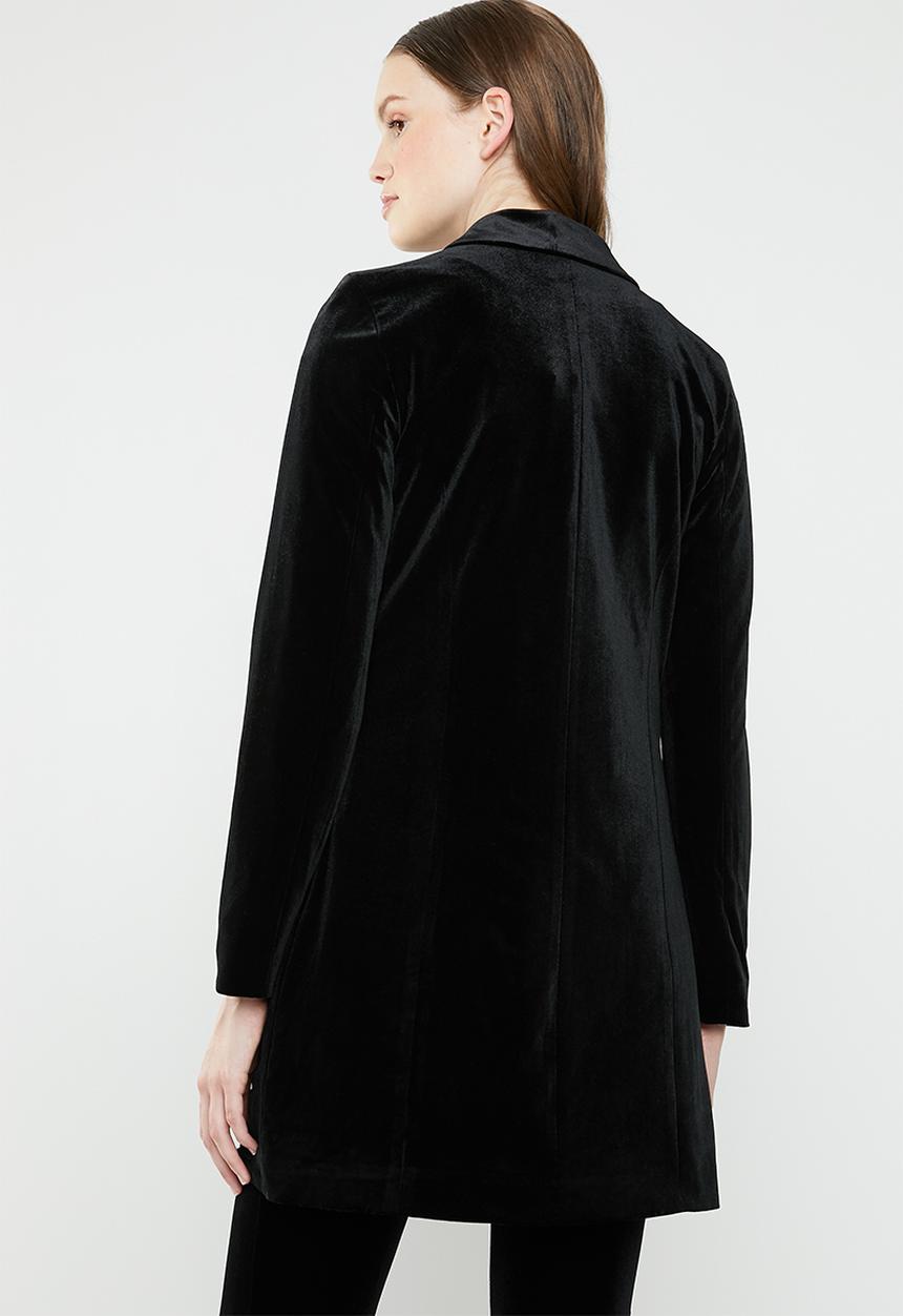 ONLY - Luxe longline velvet blazer - black