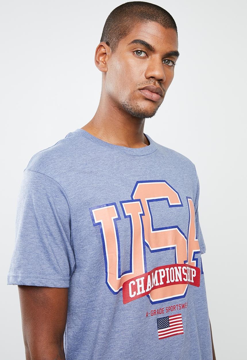 Cotton On - Usa champs Tbar tee - blue