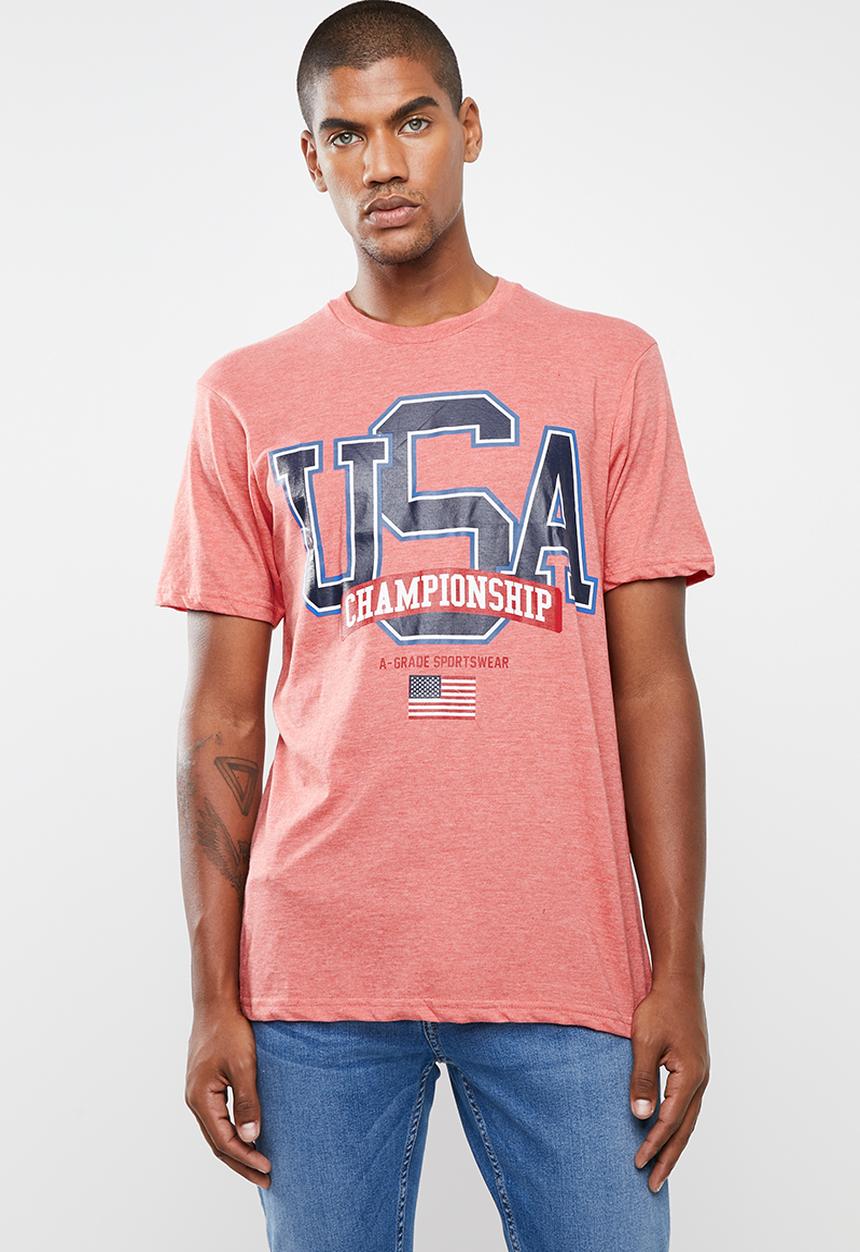 Cotton On - Usa champs Tbar tee - pink 
