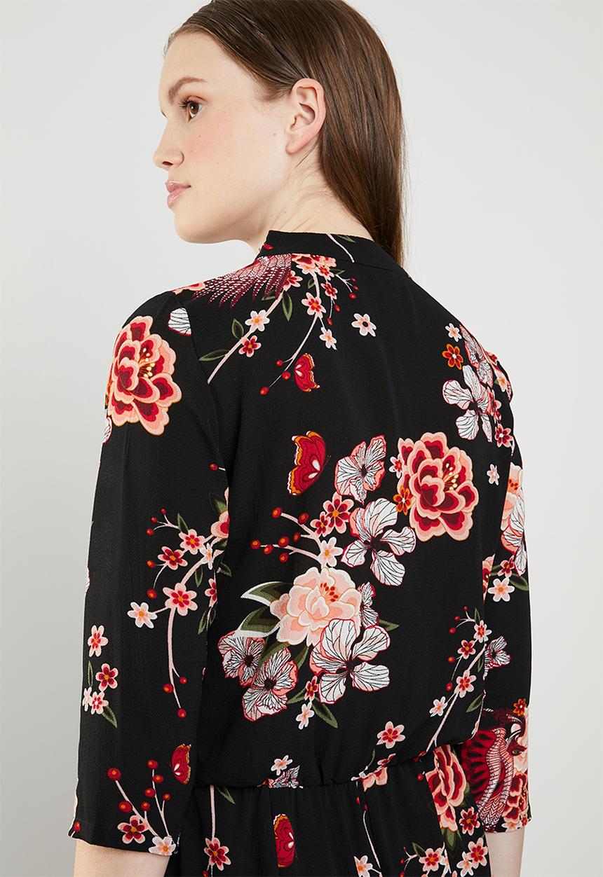 ONLY - Nova lux printed wrap 3/4 sleeve jumpsuit - multi