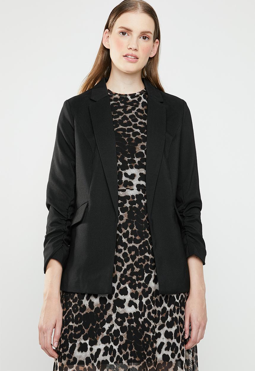 ONLY - Zoey ruched sleeve blazer - black