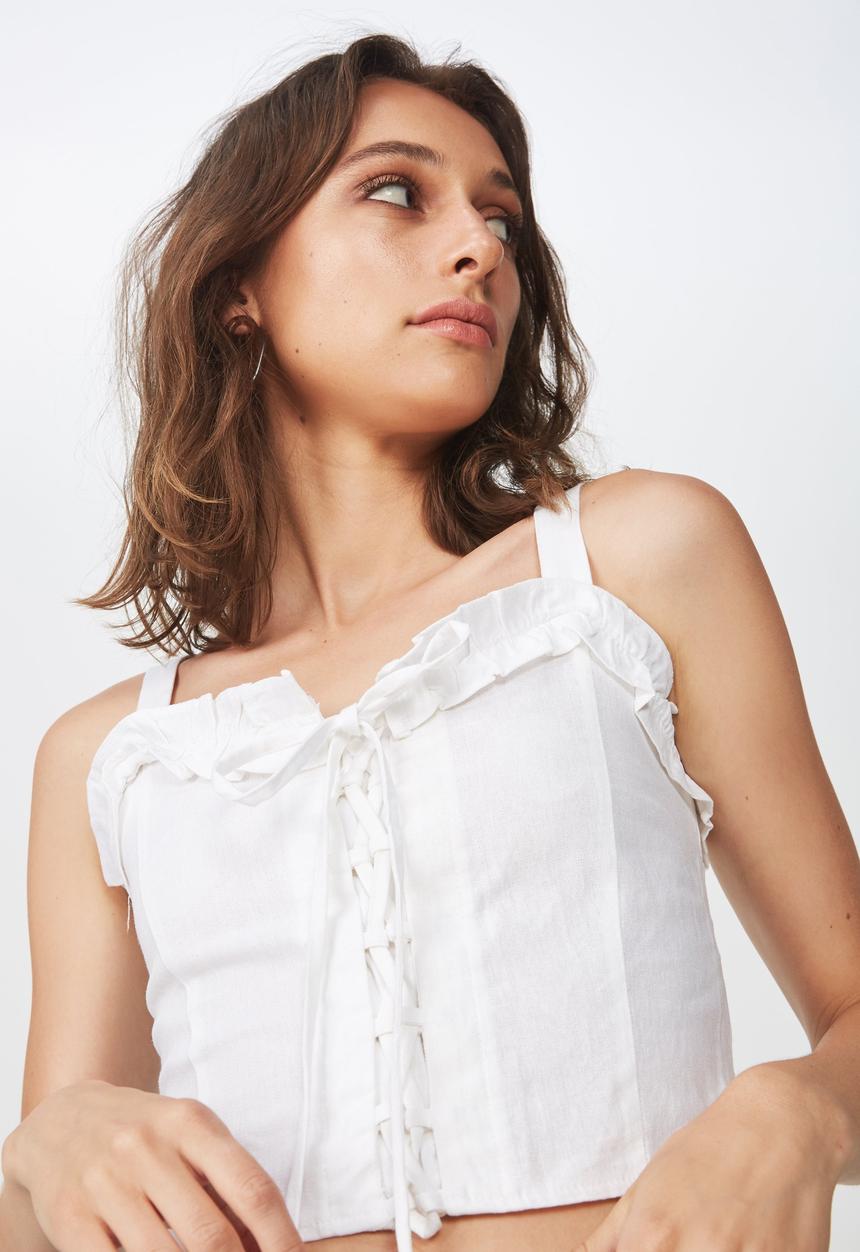Cotton On - Lizzy lace up top - white