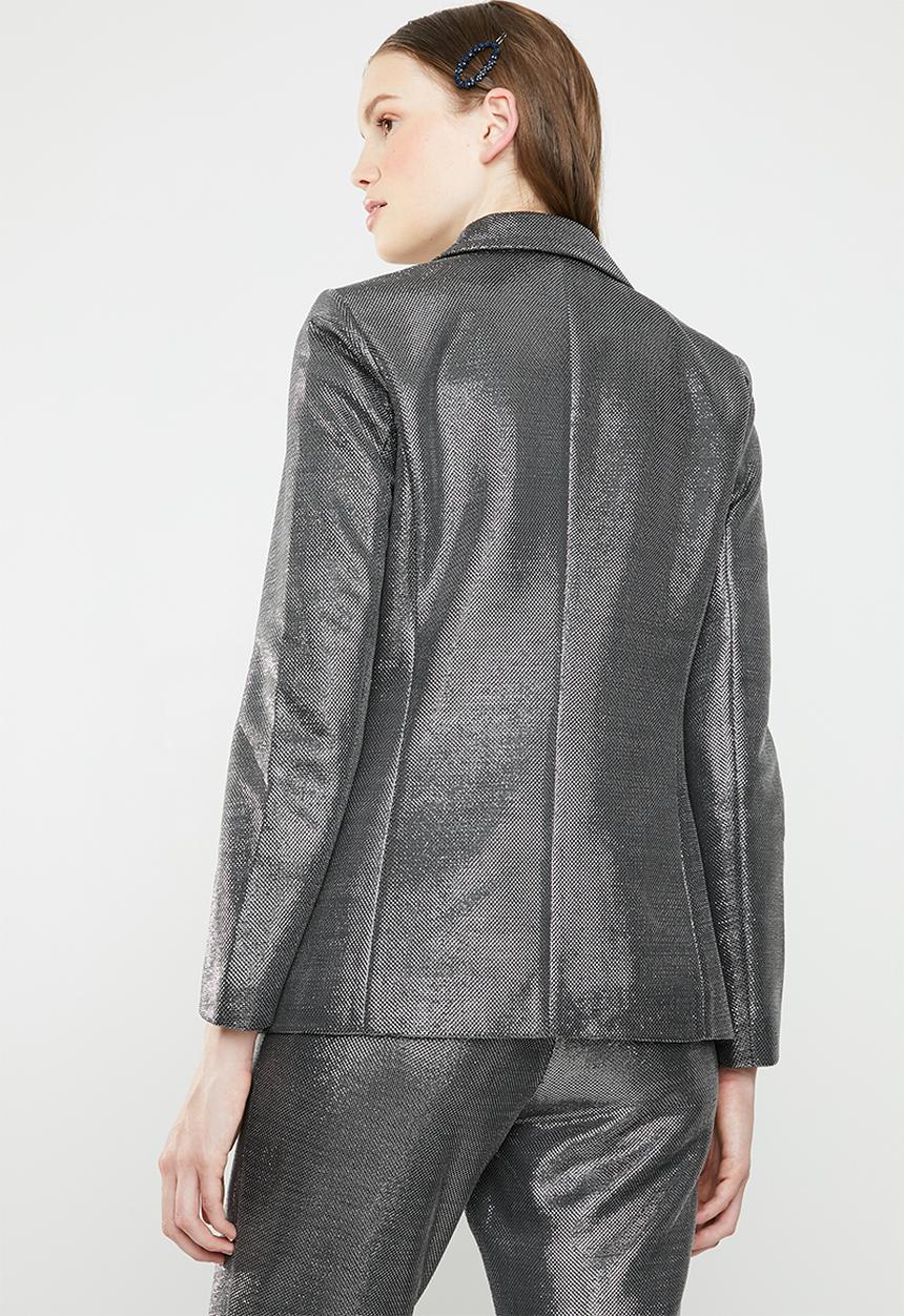 ONLY - Shiny double breasted blazer - silver
