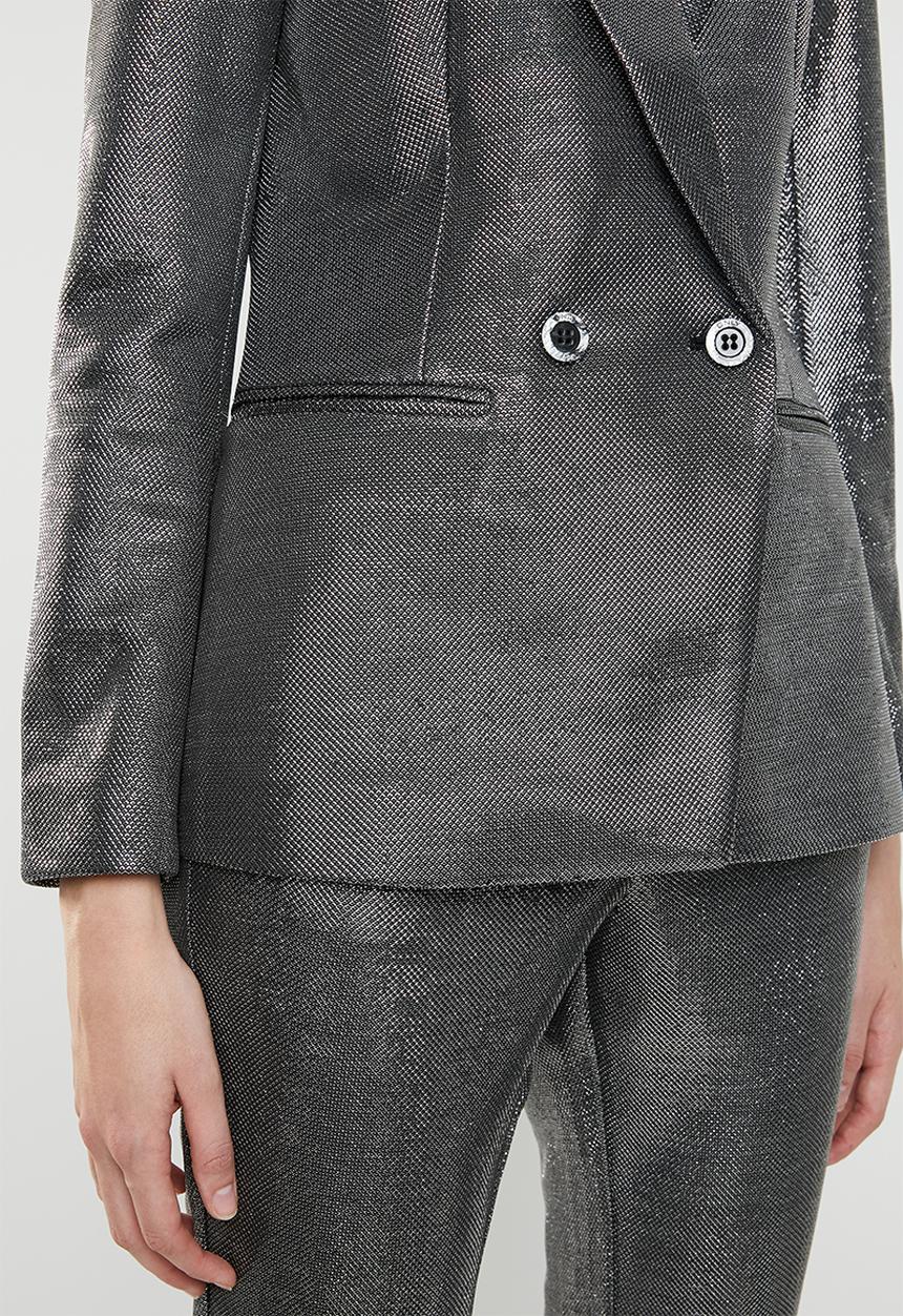 ONLY - Shiny double breasted blazer - silver