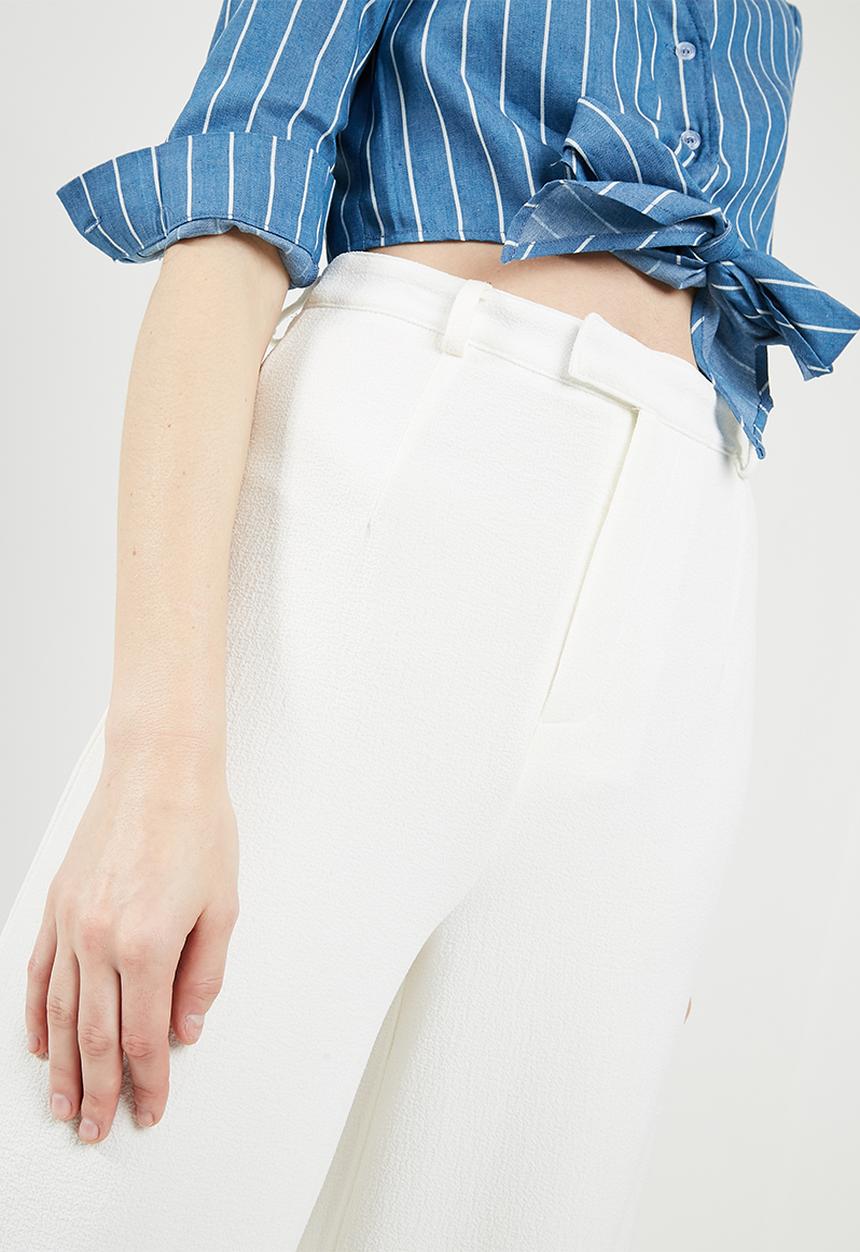 Missguided - Premium wide leg trousers - white