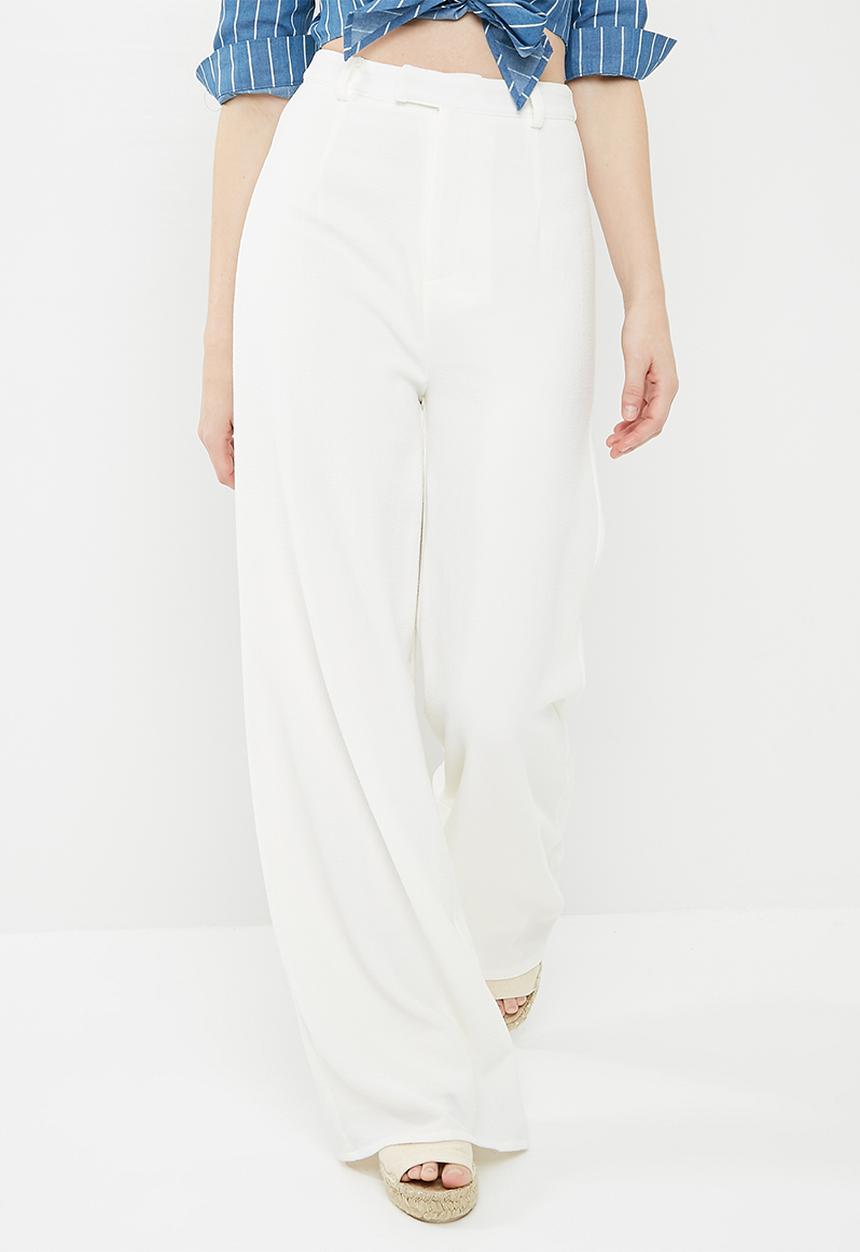 Missguided - Premium wide leg trousers - white