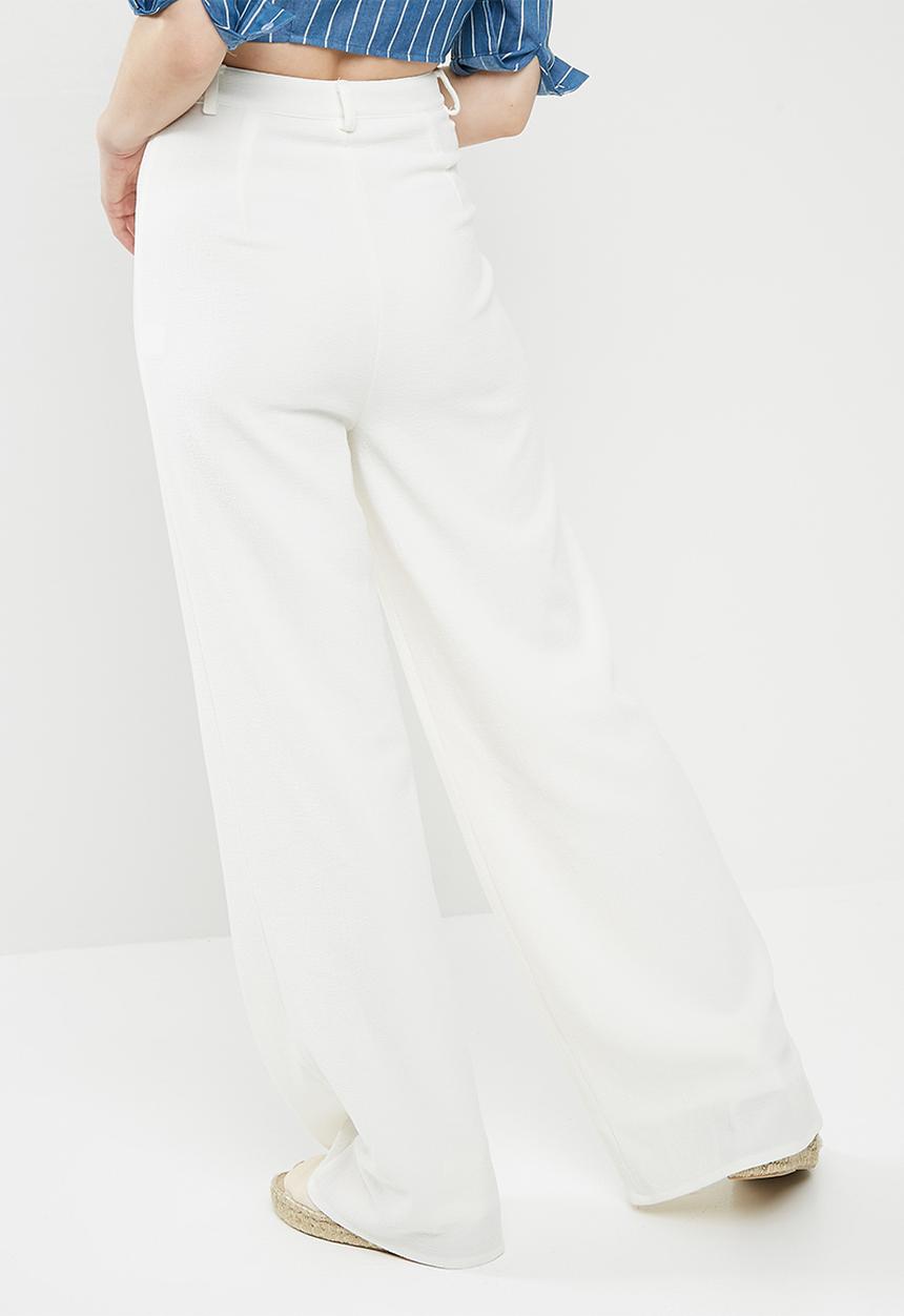 Missguided - Premium wide leg trousers - white