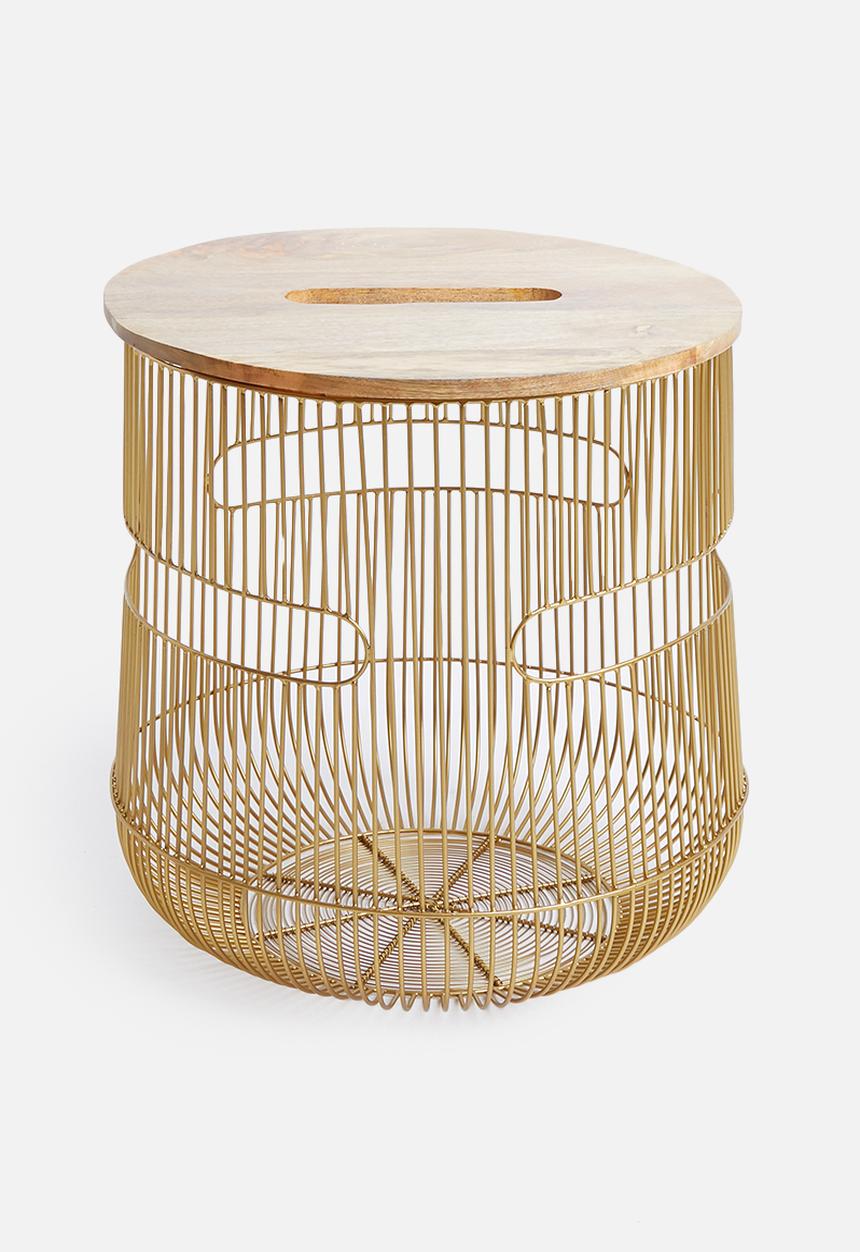 Sixth Floor - Rae storage table - gold/wood
