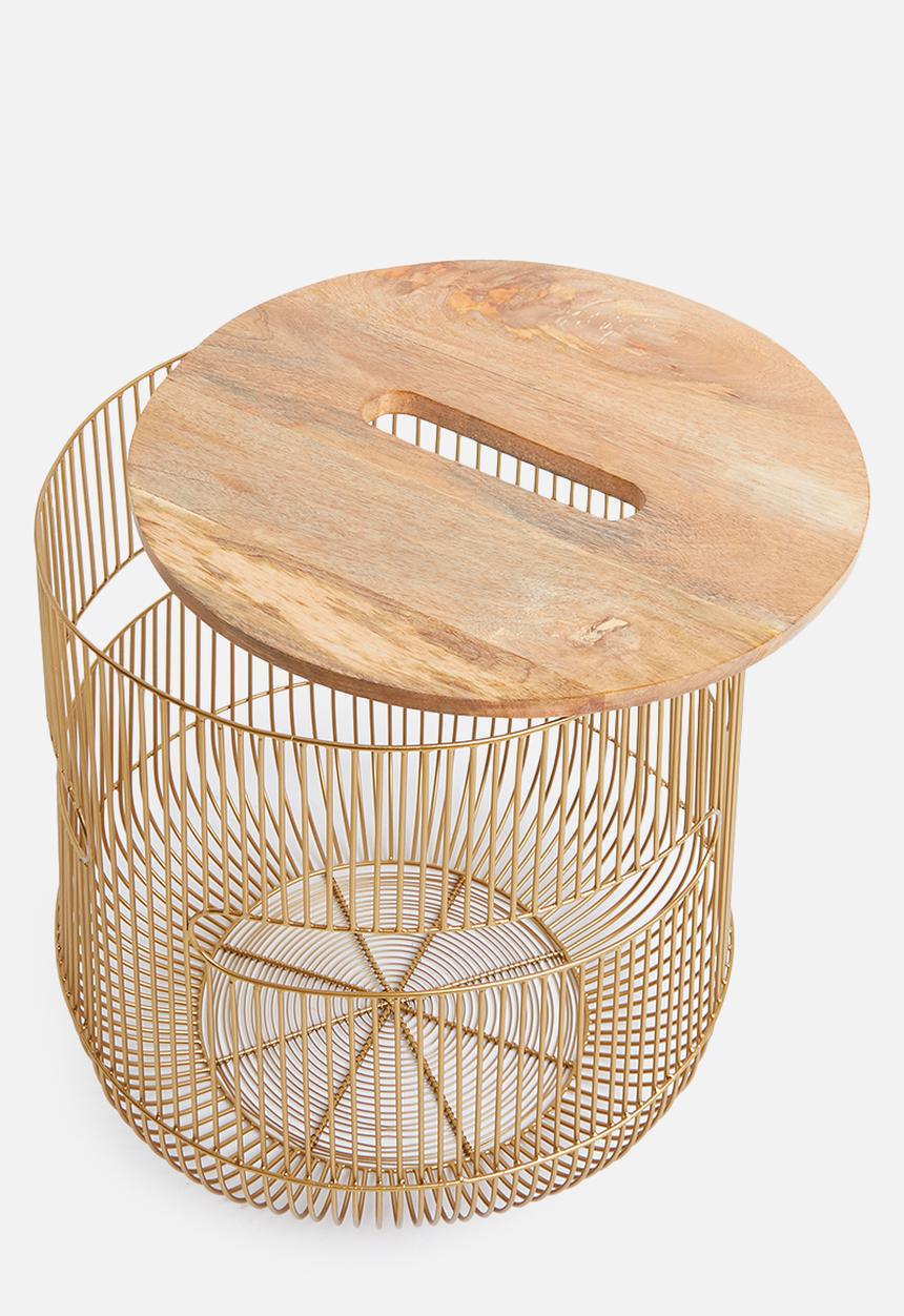 Sixth Floor - Rae storage table - gold/wood