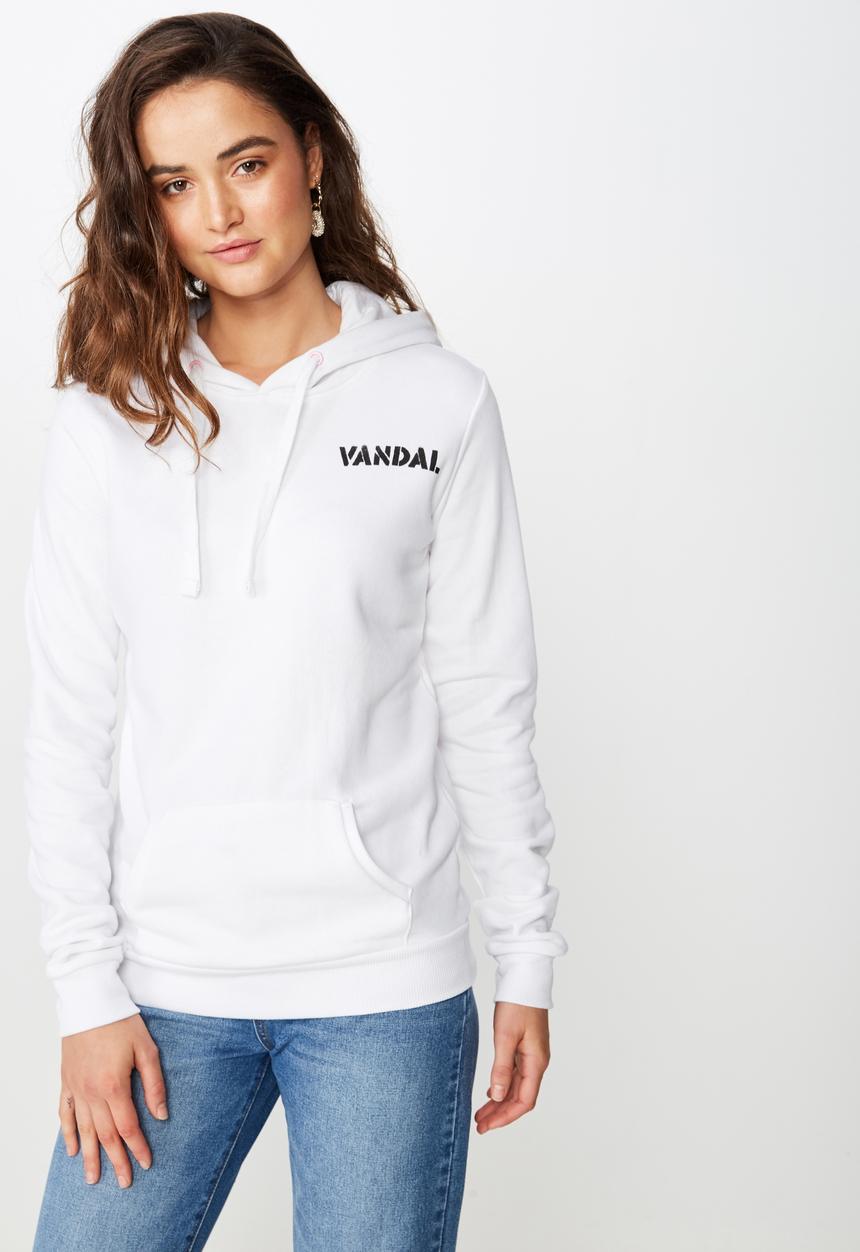 Cotton On - Delevinge graphic hoodie - white