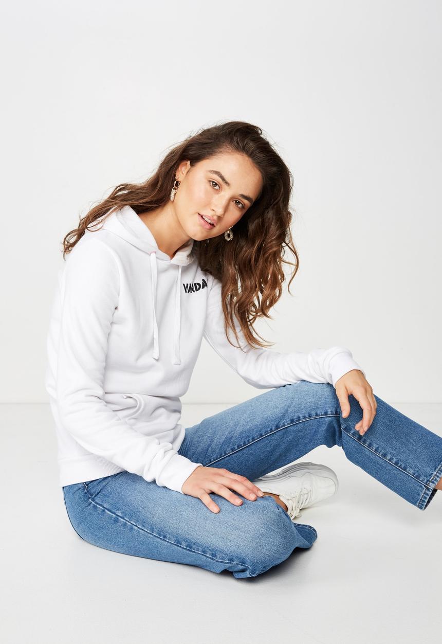 Cotton On - Delevinge graphic hoodie - white