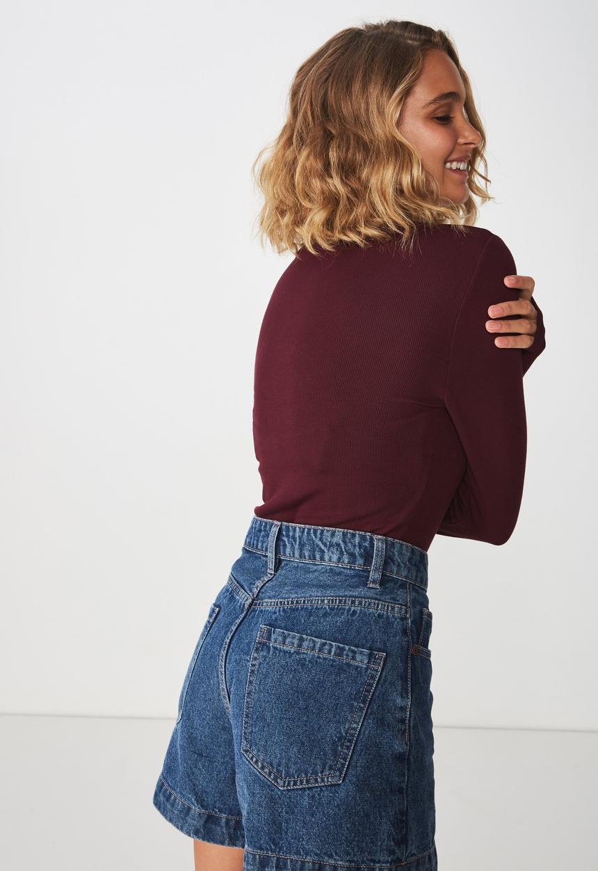 Cotton On - Baby tee long sleeve bodysuit - burgundy