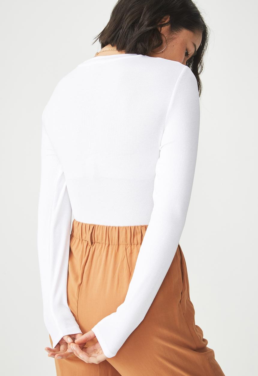 Cotton On - Baby tee long sleeve bodysuit - white